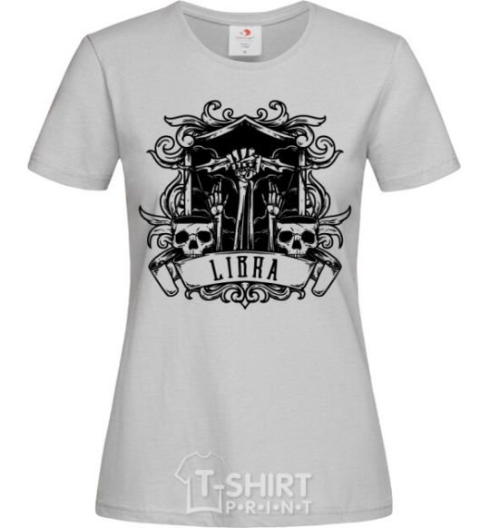 Women's T-shirt Libra skull grey фото