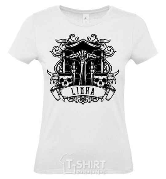 Women's T-shirt Libra skull White фото