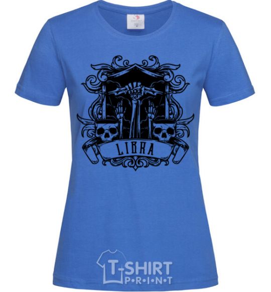 Women's T-shirt Libra skull royal-blue фото