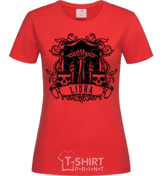 Women's T-shirt Libra skull red фото