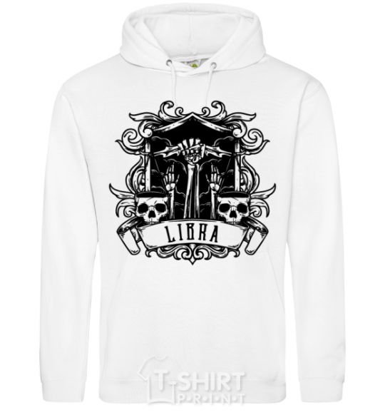 Men`s hoodie Libra skull White фото