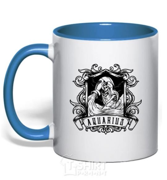 Mug with a colored handle Aquarius skeleton royal-blue фото