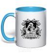 Mug with a colored handle Aquarius skeleton sky-blue фото