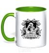 Mug with a colored handle Aquarius skeleton kelly-green фото