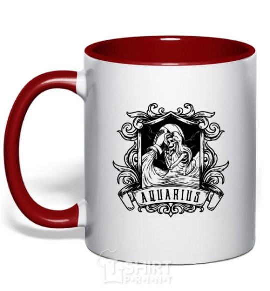 Mug with a colored handle Aquarius skeleton red фото