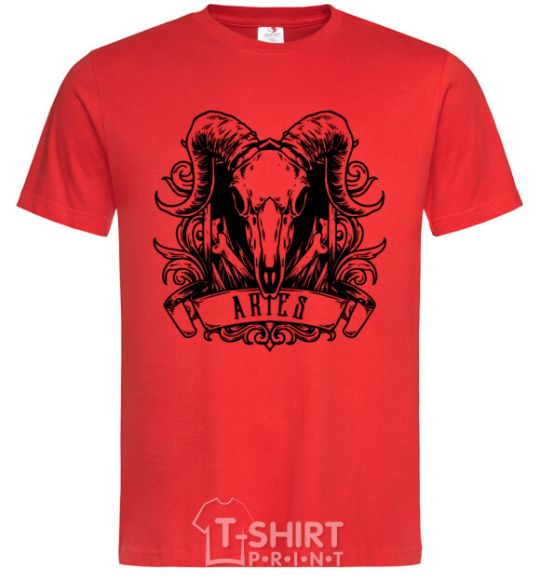 Men's T-Shirt Aries skull red фото