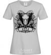 Women's T-shirt Aries skull grey фото