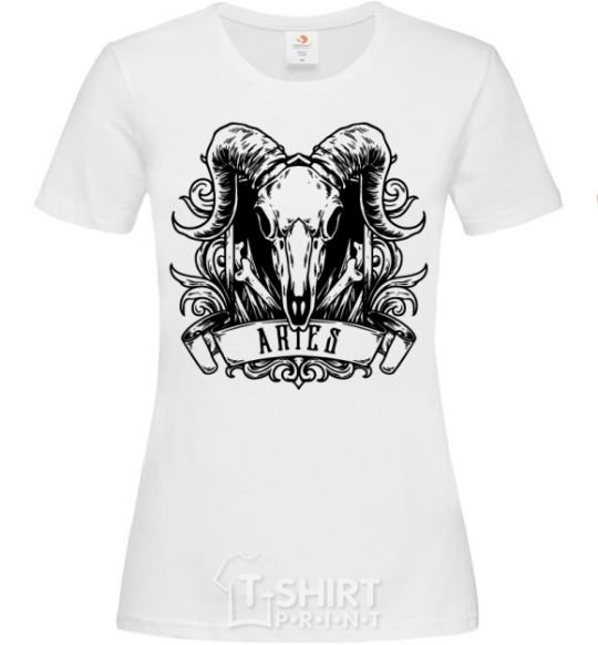 Women's T-shirt Aries skull White фото