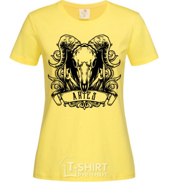 Women's T-shirt Aries skull cornsilk фото