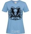 Women's T-shirt Aries skull sky-blue фото