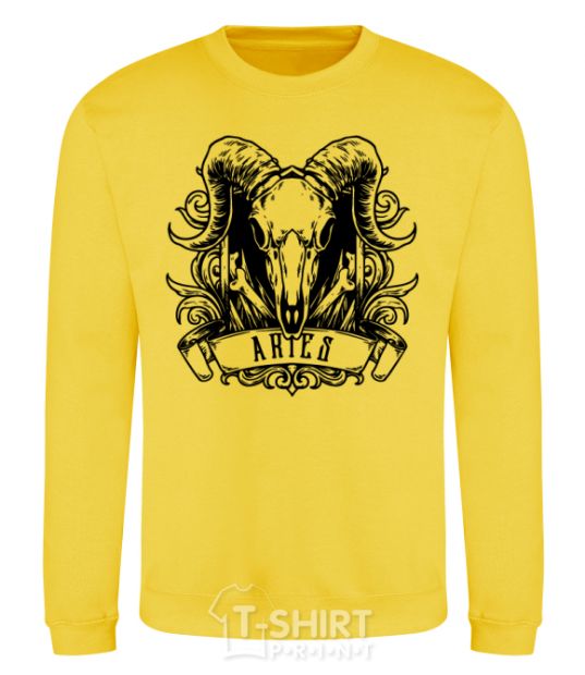 Sweatshirt Aries skull yellow фото