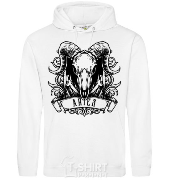 Men`s hoodie Aries skull White фото