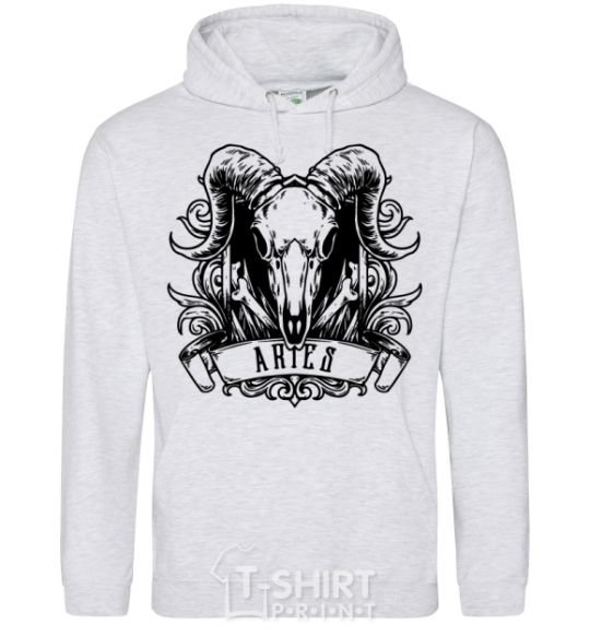 Men`s hoodie Aries skull sport-grey фото