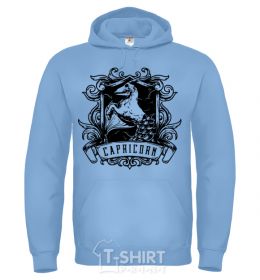 Men`s hoodie Capricorn skeleton sky-blue фото