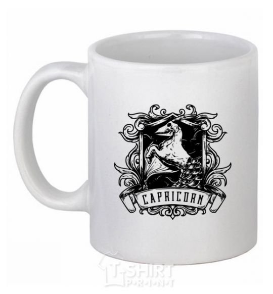 Ceramic mug Capricorn skeleton White фото