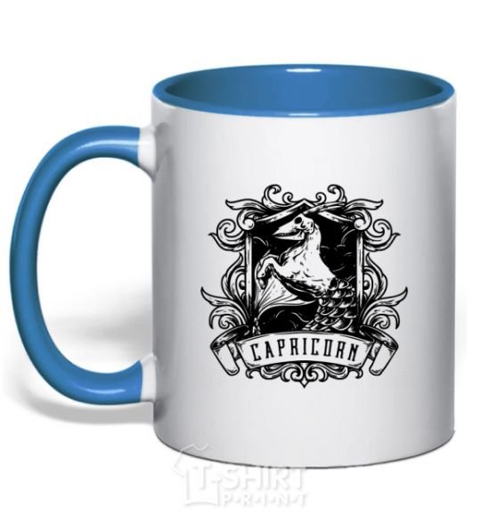 Mug with a colored handle Capricorn skeleton royal-blue фото