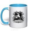 Mug with a colored handle Capricorn skeleton sky-blue фото