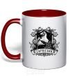 Mug with a colored handle Capricorn skeleton red фото