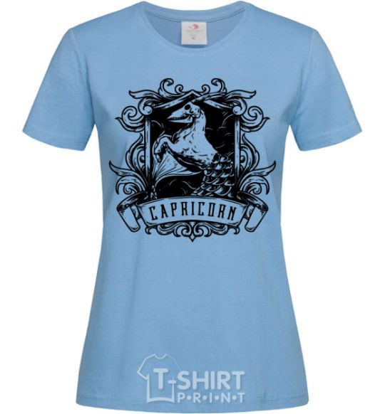 Женская футболка Козерог скелет Голубой фото