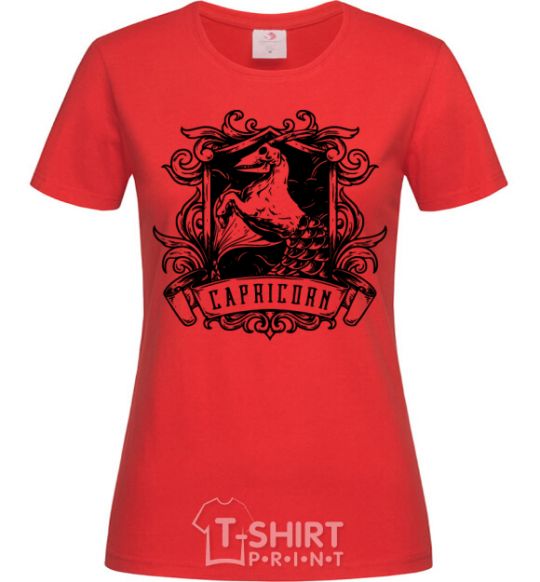 Женская футболка Козерог скелет Красный фото