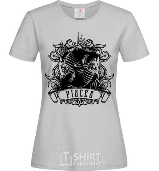 Women's T-shirt Fish skeleton grey фото