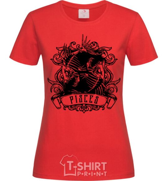 Women's T-shirt Fish skeleton red фото