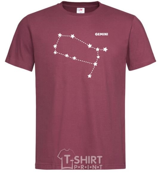 Men's T-Shirt Gemini stars burgundy фото