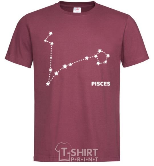 Men's T-Shirt Pisces stars burgundy фото