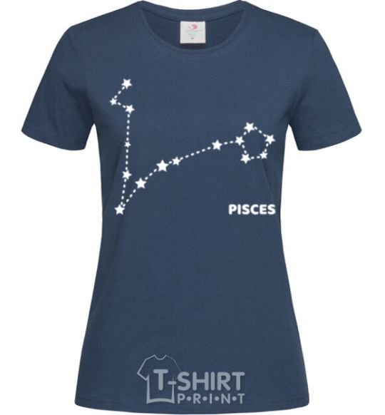 Women's T-shirt Pisces stars navy-blue фото