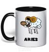 Mug with a colored handle Aries the dog black фото