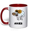 Mug with a colored handle Aries the dog red фото