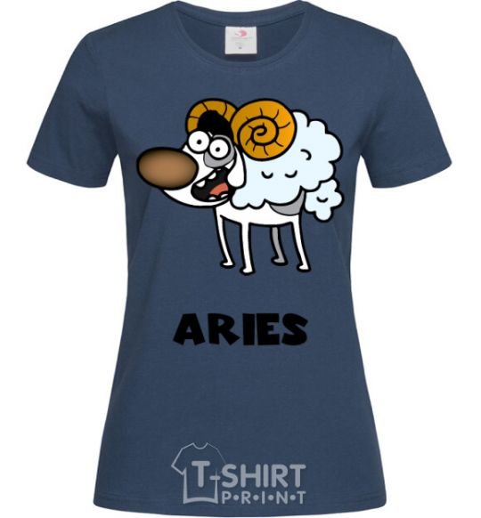 Women's T-shirt Aries the dog navy-blue фото