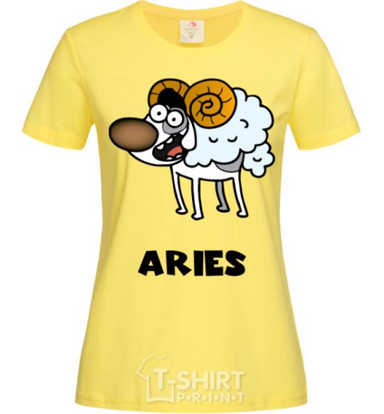 Women's T-shirt Aries the dog cornsilk фото