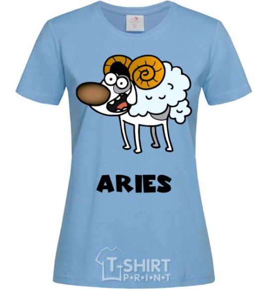 Women's T-shirt Aries the dog sky-blue фото