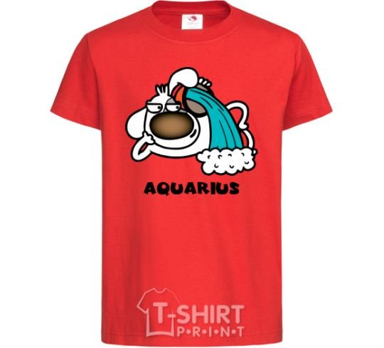 Kids T-shirt Aquarius dog red фото