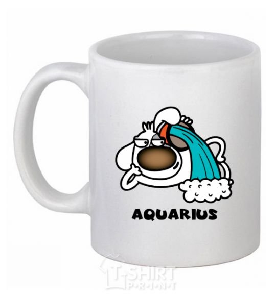 Ceramic mug Aquarius dog White фото