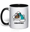Mug with a colored handle Aquarius dog black фото