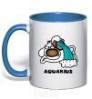 Mug with a colored handle Aquarius dog royal-blue фото