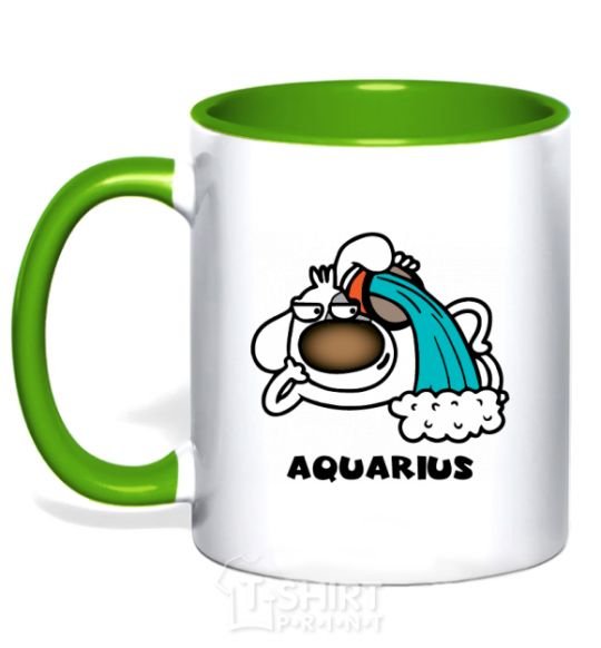 Mug with a colored handle Aquarius dog kelly-green фото