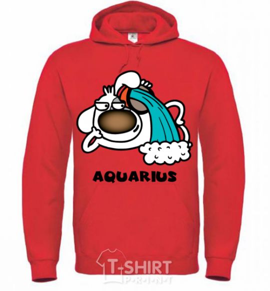 Men`s hoodie Aquarius dog bright-red фото