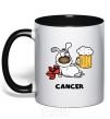 Mug with a colored handle Cancer dog black фото