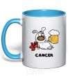 Mug with a colored handle Cancer dog sky-blue фото