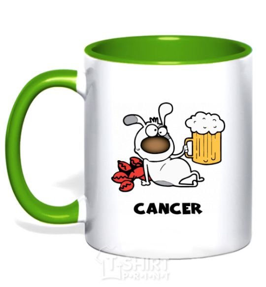 Mug with a colored handle Cancer dog kelly-green фото