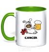 Mug with a colored handle Cancer dog kelly-green фото