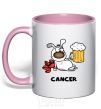 Mug with a colored handle Cancer dog light-pink фото