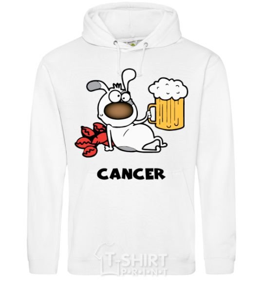 Men`s hoodie Cancer dog White фото