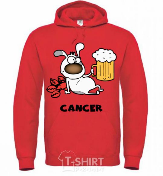 Men`s hoodie Cancer dog bright-red фото