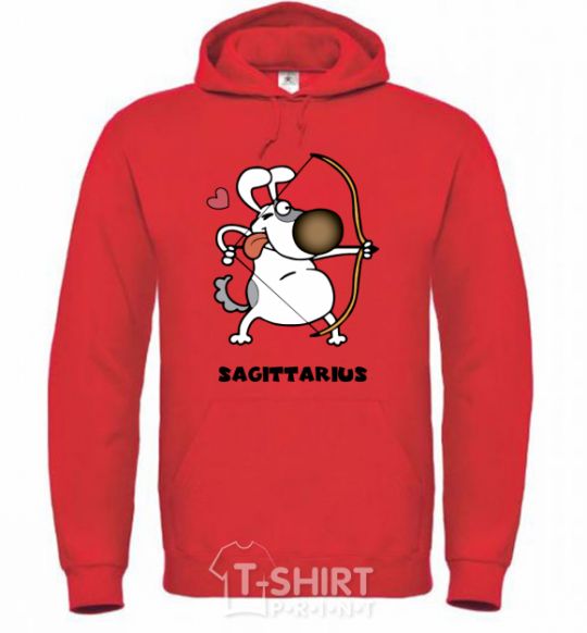 Men`s hoodie Sagittarius dog bright-red фото