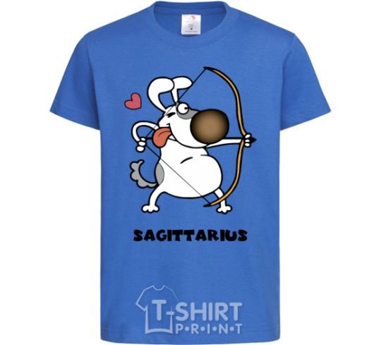 Kids T-shirt Sagittarius dog royal-blue фото