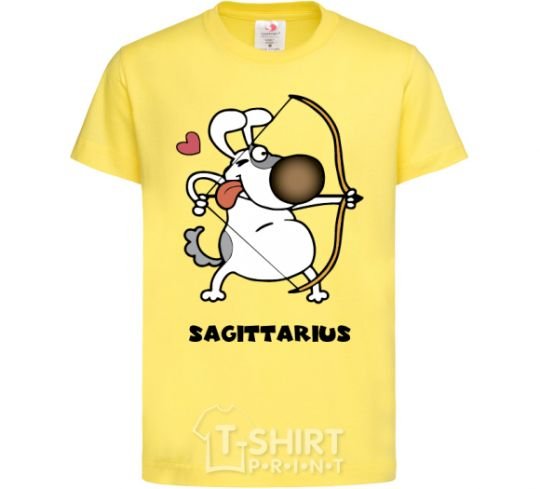 Kids T-shirt Sagittarius dog cornsilk фото